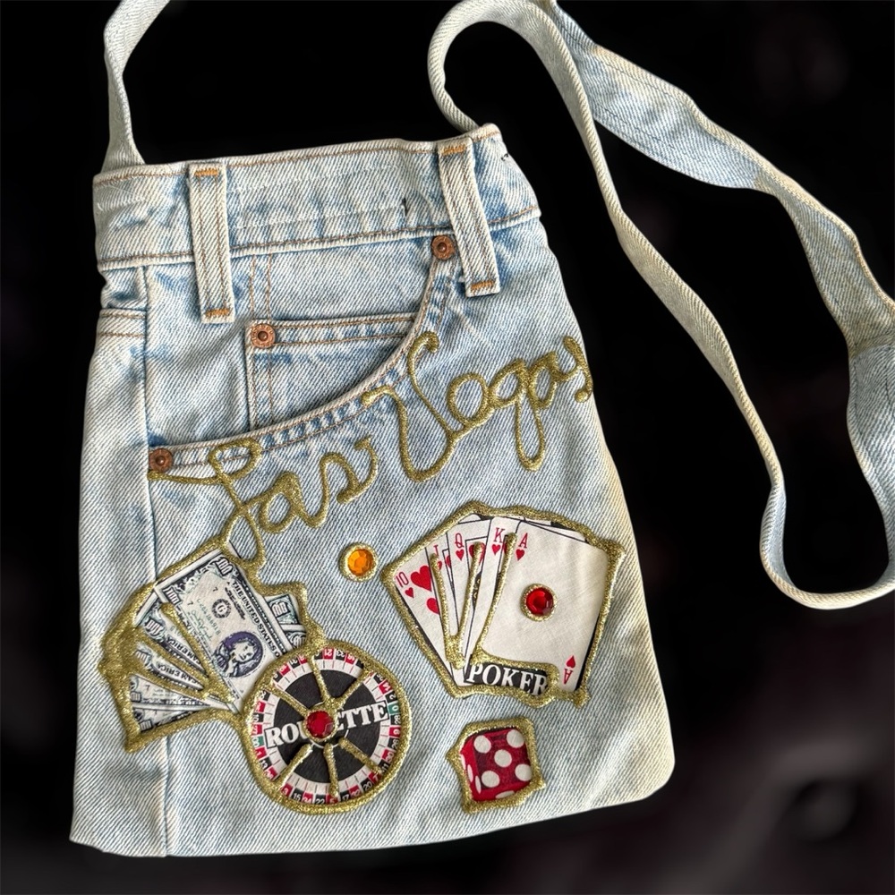 Handmade Upcylcled Denim Jeans Las Vegas Purse - Picture 2 of 10